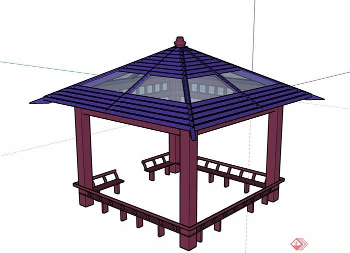 详细的经典完整凉亭素材设计su模型