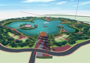 某滨湖公园详细景观设计SU(草图大师)模型