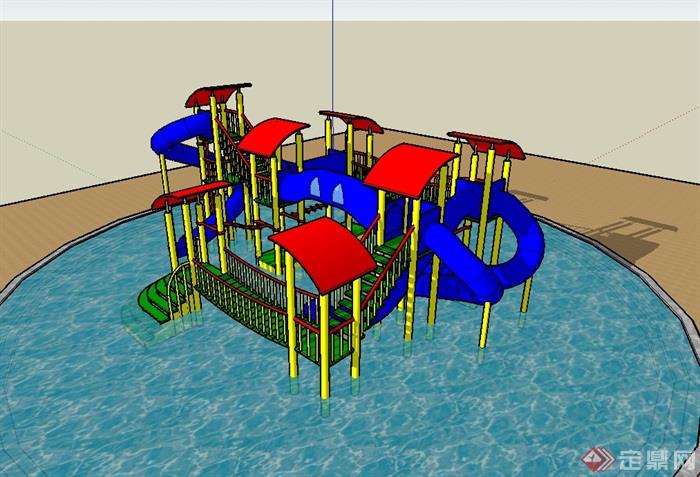 某详细水上游乐设施设计su模型(1)
