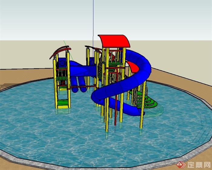 某详细水上游乐设施设计su模型(2)