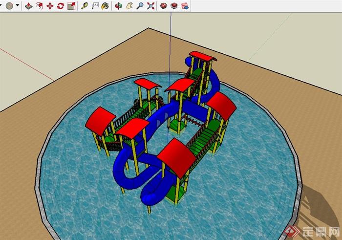 某详细水上游乐设施设计su模型(3)