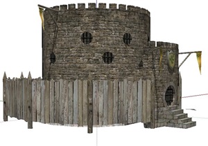 城堡卫兵室建筑设计SU(草图大师)模型