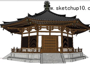 古典中式八角文化建筑设计SU(草图大师)模型