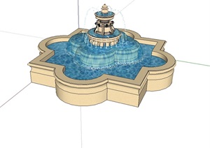 某喷泉水池设计SU(草图大师)模型