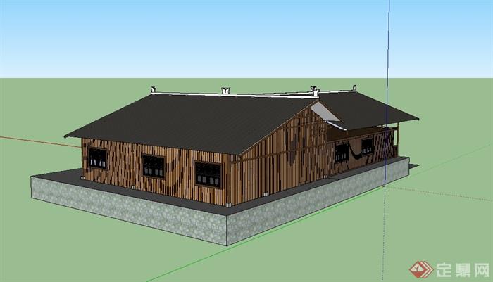某单层茶楼建筑设计su模型(3)