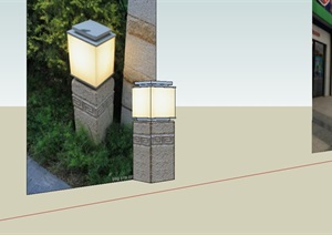 某三个景观灯柱设计SU(草图大师)模型