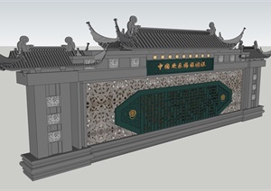 中式景墙牌坊设计SU(草图大师)模型
