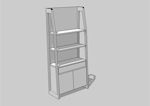 某室内无材质的书柜设计SU(草图大师)模型