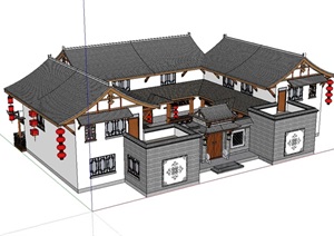 某四合合院民居住宅设计SU(草图大师)模型