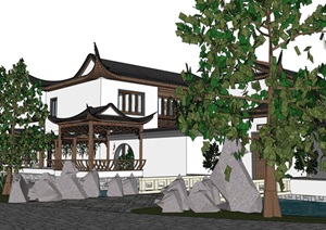 中式风格苏式园林古建院落sketchup模型