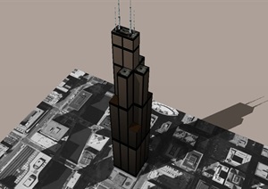 现代高层建筑办公楼SU(草图大师)模型