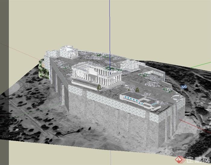 某旅游景点卫城遗迹设计su模型(3)