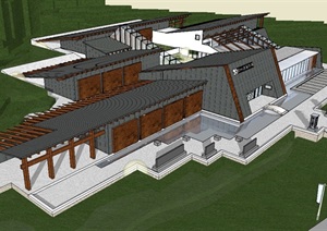 某山地文化建筑楼设计SU(草图大师)模型