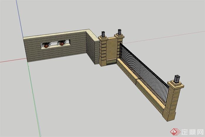 某小区围墙设计su模型(3)