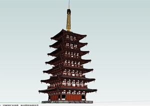 某多层详细的塔楼设计SU(草图大师)模型