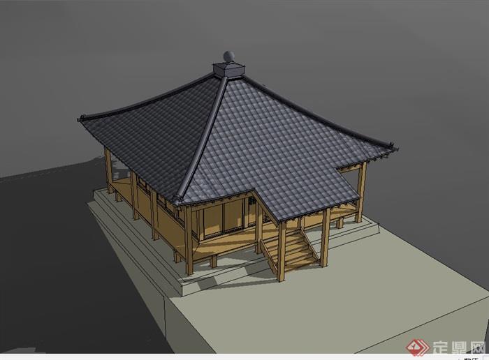 单层民宿住宅楼设计su模型(2)