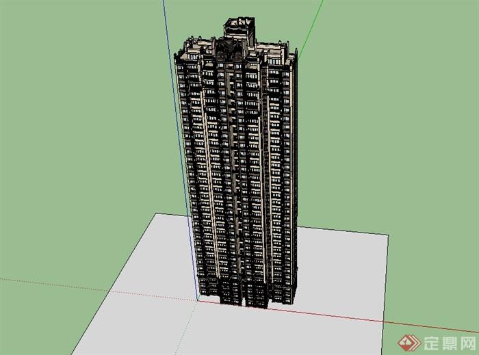 高层小区住宅楼设计su模型(2)