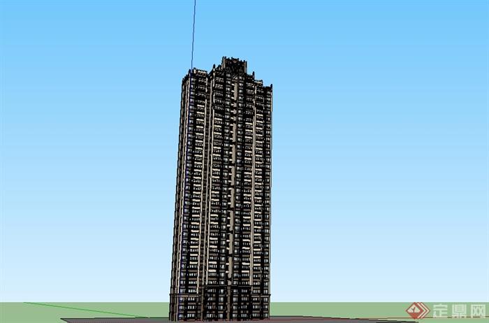 高层小区住宅楼设计su模型(1)