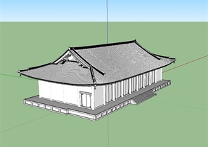 某单层四合院住宅设计SU(草图大师)模型