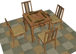 木质麻将桌设计SU(草图大师)模型