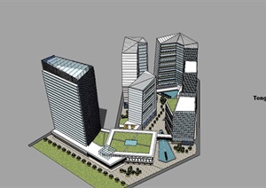某高层办公独栋建筑设计SU(草图大师)模型