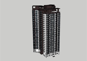 某小区高层居住建筑楼设计SU(草图大师)模型