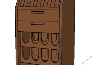 室内木制酒柜素材SU(草图大师)模型
