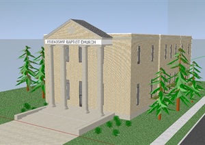 某两层教堂建筑楼设计SU(草图大师)模型