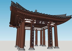 中式古典景观亭子SU(草图大师)模型