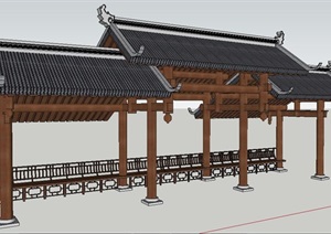 中式古典亭廊景观建筑SU(草图大师)模型