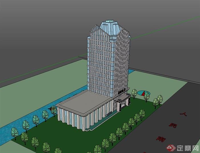 某国际酒店建筑楼设计su模型(1)