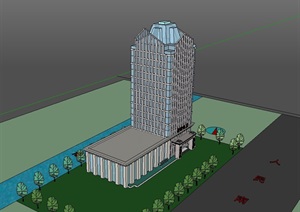 某国际酒店建筑楼设计SU(草图大师)模型
