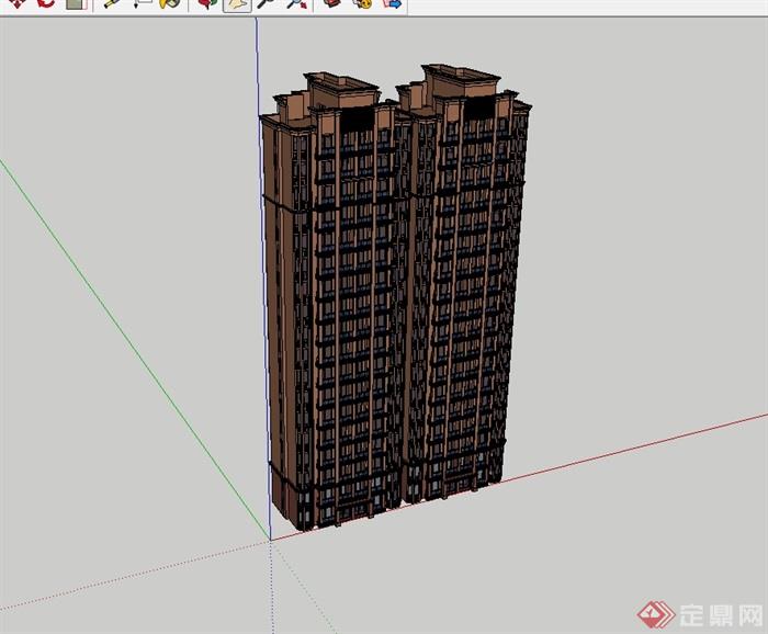 某小高层居住小区建筑楼设计su模型(1)