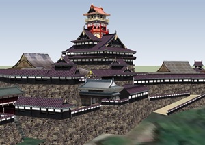 某寺庙多层建筑设计SU(草图大师)模型