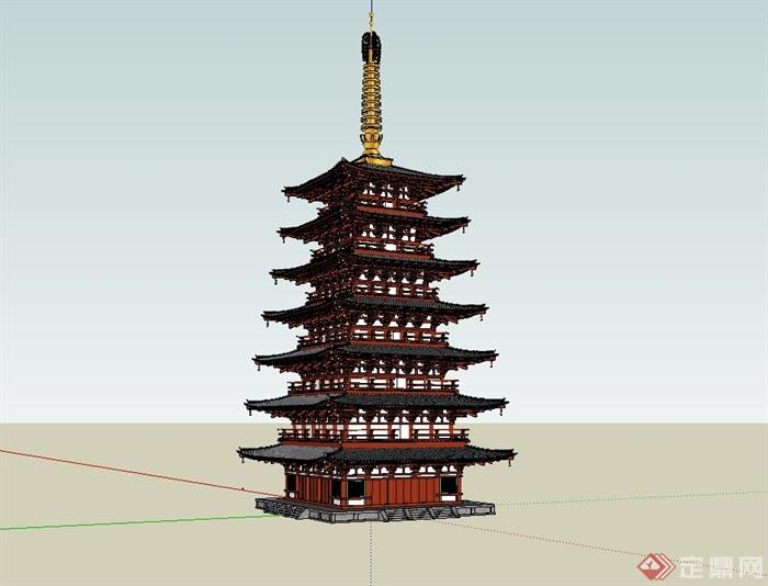 某古典塔楼设计su模型(1)