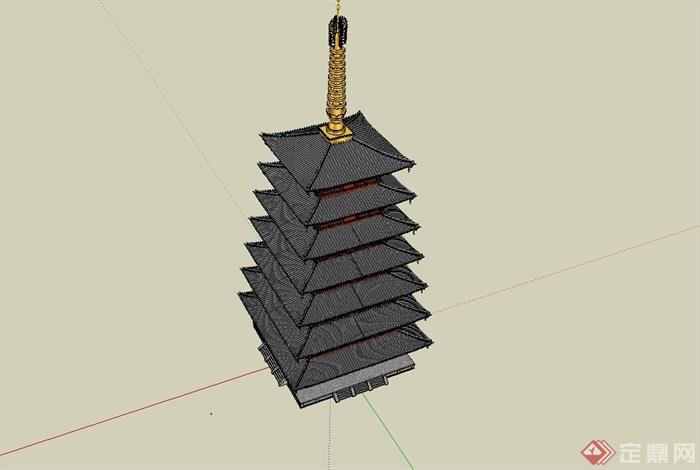 某古典塔楼设计su模型(3)