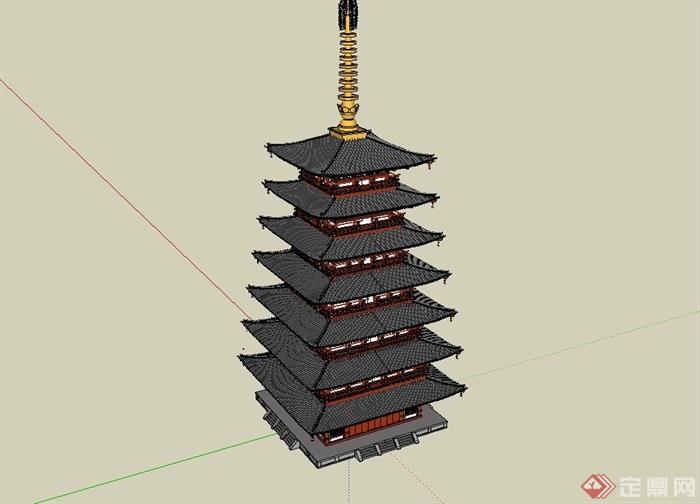 某古典塔楼设计su模型(2)