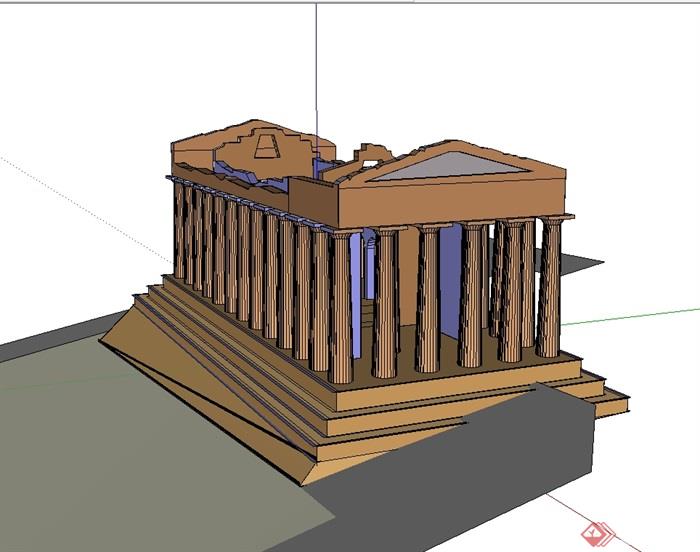 巴特农神庙建筑遗迹设计su模型(2)