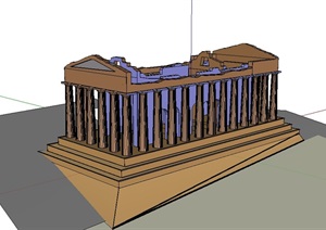 巴特农神庙建筑遗迹设计SU(草图大师)模型