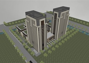 医院建筑大楼设计SU(草图大师)模型
