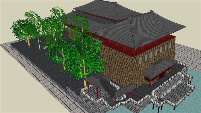 唐代旅游古建筑设计su模型