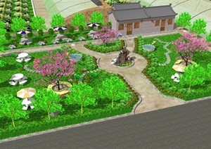 农业景观广场、卫生间广场景观设计SU(草图大师)模型