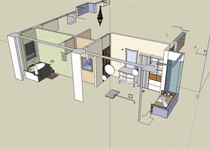 某现代室内简单不完整的室内住宅设计SU(草图大师)模型