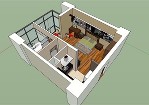 某小户型别墅室内设计SU(草图大师)模型
