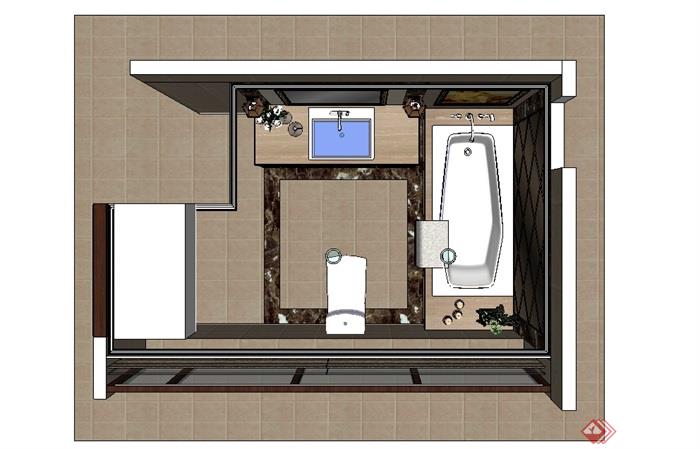 样板间卫浴空间设计su模型(2)