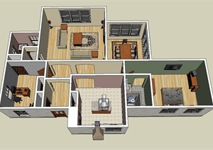 某室内住宅家装空间设计SU(草图大师)模型