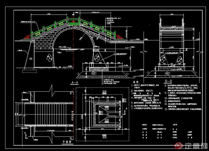 全套古典拱桥的结构设计cad施工图(1)