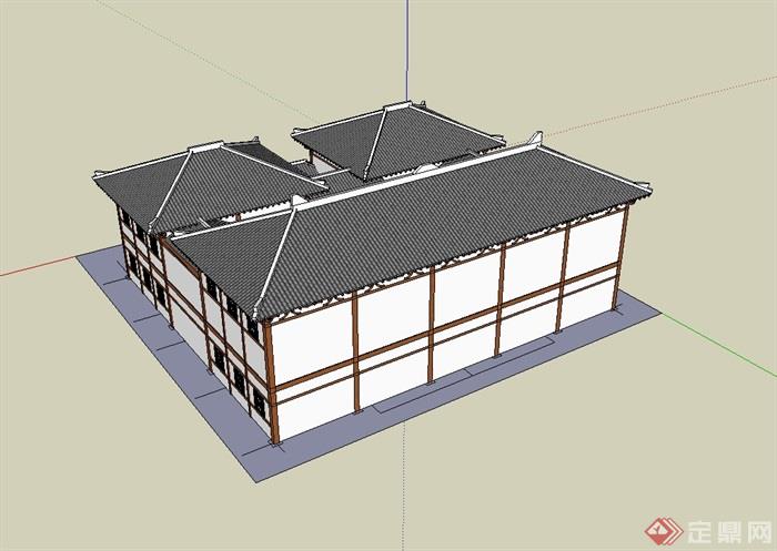 汉式博物馆建筑设计su模型(3)