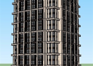 法式风格小高层办公楼建筑SU(草图大师)模型