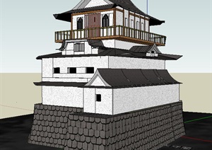 日式风格大山城古建设计SU(草图大师)模型